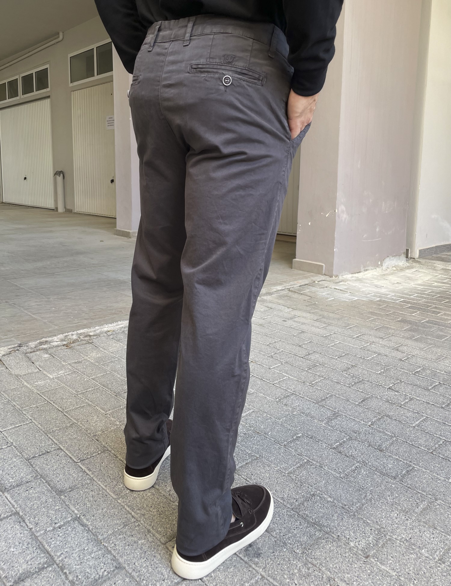 Ανδρικό ανθρακί παντελόνι καπαρντίνα Chinos BO1909A φωτογραφία